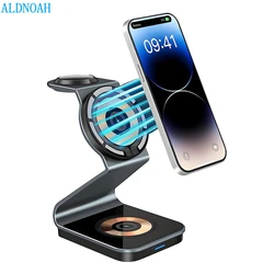 15W 3 in 1 Magnetic Wireless Charger Stand Transparent For iPhone 12 13 14 Pro Max Apple Watch 8 7 Airpods Fast Charging Station