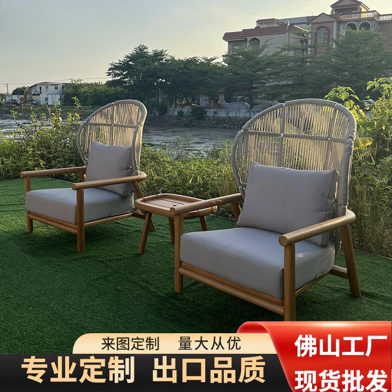 

Outdoor villa courtyard furniture garden terrace sofa chair balcony hotel table and chair villa garden chair solid wood table