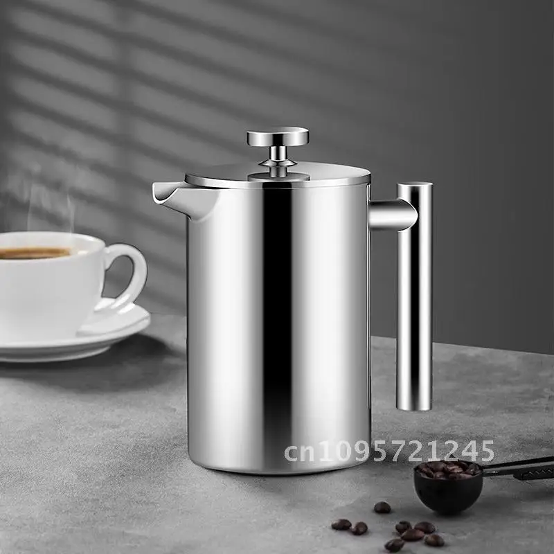 

350ml/800ml/1000ml Coffee Maker Pot French Press Coffee Maker Walled Insulated Stainless Pot Double Steel Maker Coffee Black