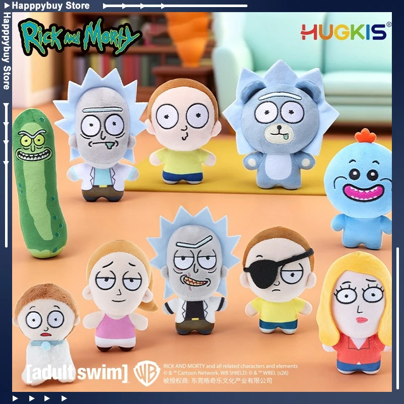 Hot HUGKIS Rick And Morty Pickle Rick Plush Pendant Stuffed Cartoon Character Toy Bag Decoration Collectible Gift For Adult Fans