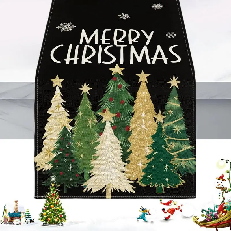 Christmas Tree Table Runner Holiday Tablecloth Linen Rectangular Farmhouse Table Runner Christmas Table Cloth For Seasonal