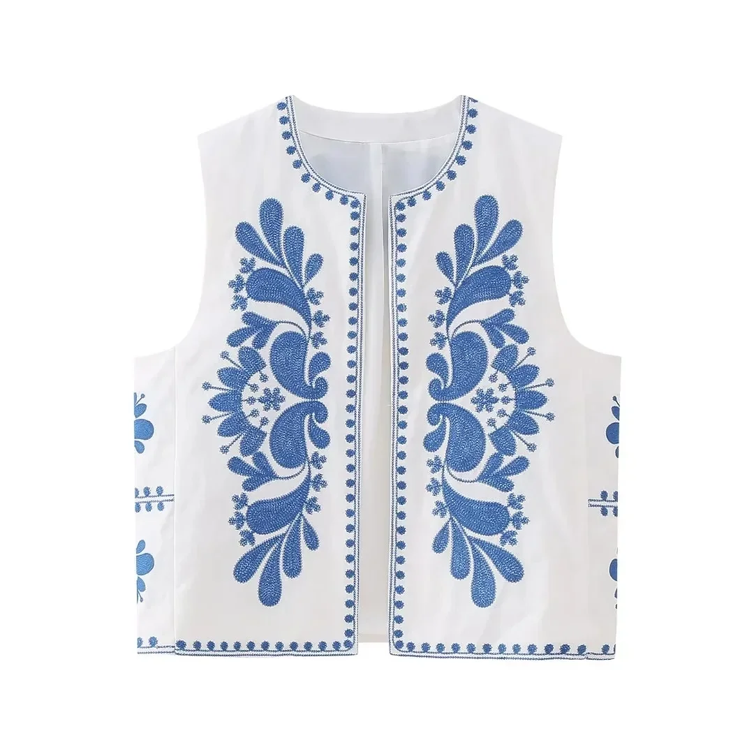 New 2025 Woman Embroidered Vests Women's Suit vest Summer Cardigan Sleeveless Embroidered Top Floral Female vest Jackets Coat