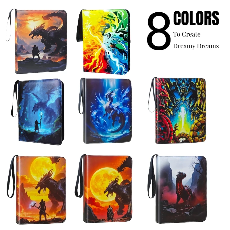 

Premium Standard Card Binder, 4 Pockets, Can Hold 400 Cards, with 50 Removable Transparent Inner Pages, Zipper Design, Vertical Card Slots, Used for Collecting and Protecting Football, Mtg, Basketball, Baseball, Standard Card Albums, 8 Designs to Choose F