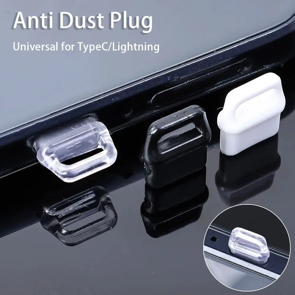 1/10Pcs Durable Mobile Phone Pendant Anti Dust Plug Charge Port Cover DIY Plugs Stopper Transparent IOS Type C Protection Cap