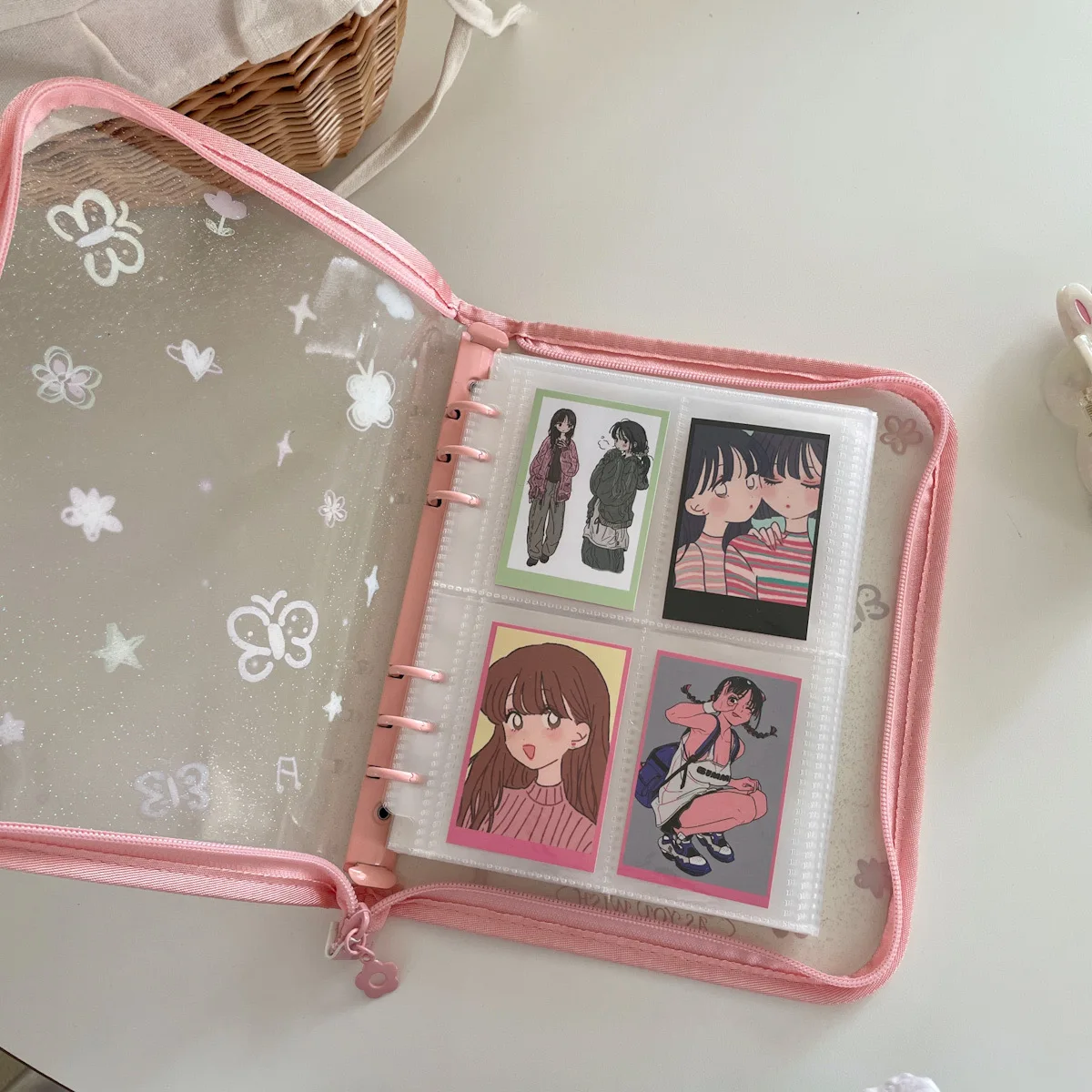 MINKYS A5 Zipper Butterfly Flower Kpop Photocard Binder Collect Book Idol Photo Card Holder Photocard Album Stationery