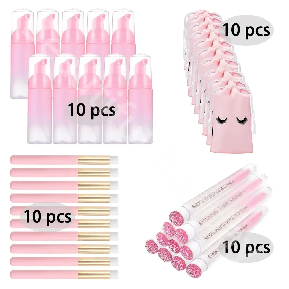 40 Pz/set Bottiglia di Schiuma Pennello 60ML di Plastica vuota Pompa Schiuma Bottiglia di Trucco Per Ciglia Bottiglia Detergente Dispenser di Sapone Strumenti Per La Cura Della Pelle