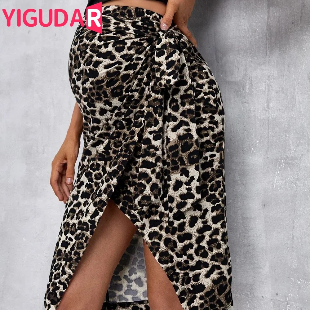 Leopard Loose Maternity Skirts Pregnant Women Clothes High Waist korean fashion Skirt Casual Pregnancy dress Hip A-line Skirt