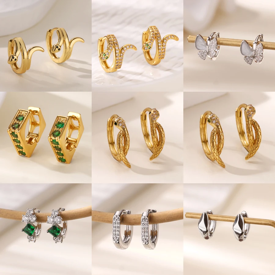 Snake Earrings for Women Gold Plated Stainless Steel Earrings Trend 2025 New Aesthetic Ear Jewelry Freeshipping Items Wholesale