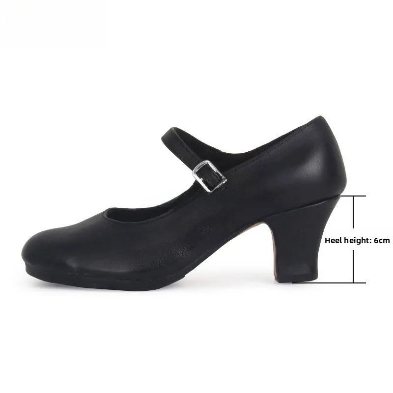 

Sana Genuine Leather Flamenco Dance oes Women's mid Heel Tap Dancing oes Comfortable Breathable Profional Dance Foot...