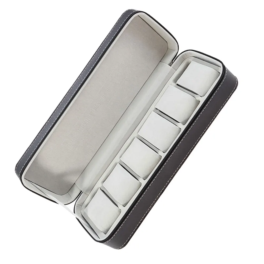 

6 Slots Storage Box Portable Organizer Holder Watch Organizer Holder for Watches Jewelry Black Dustproof Display Case