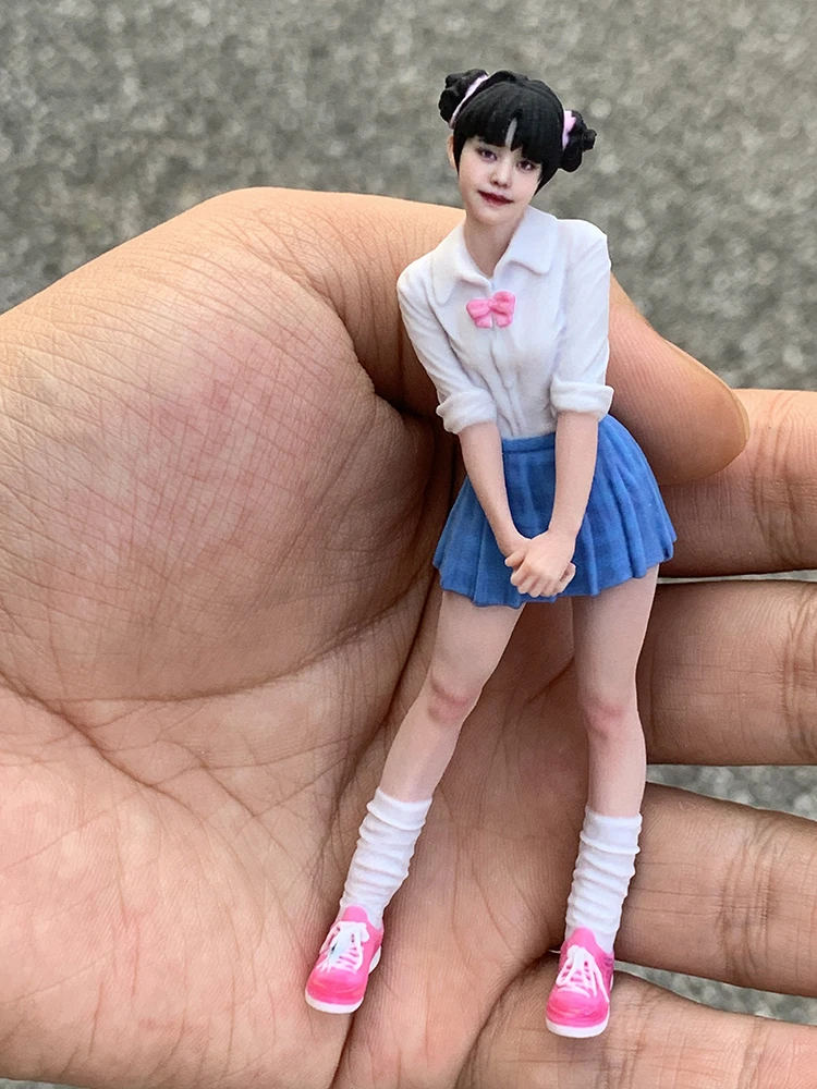 Uniforme JK a escala 1/16, escultura de chica de belleza impresa colorida, adorno de escritorio/coche, muñeca femenina de 10cm, juguetes, regalo, accesorio de escena