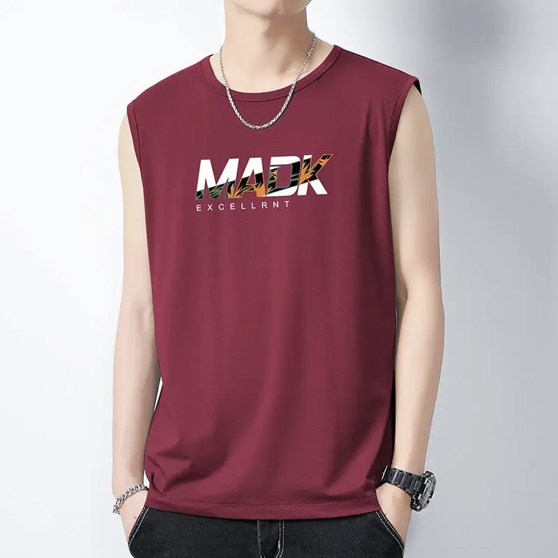 Men's Sleeveless Tank Top With Bold Letter Print Casual Summer Wear For Sports And Daily