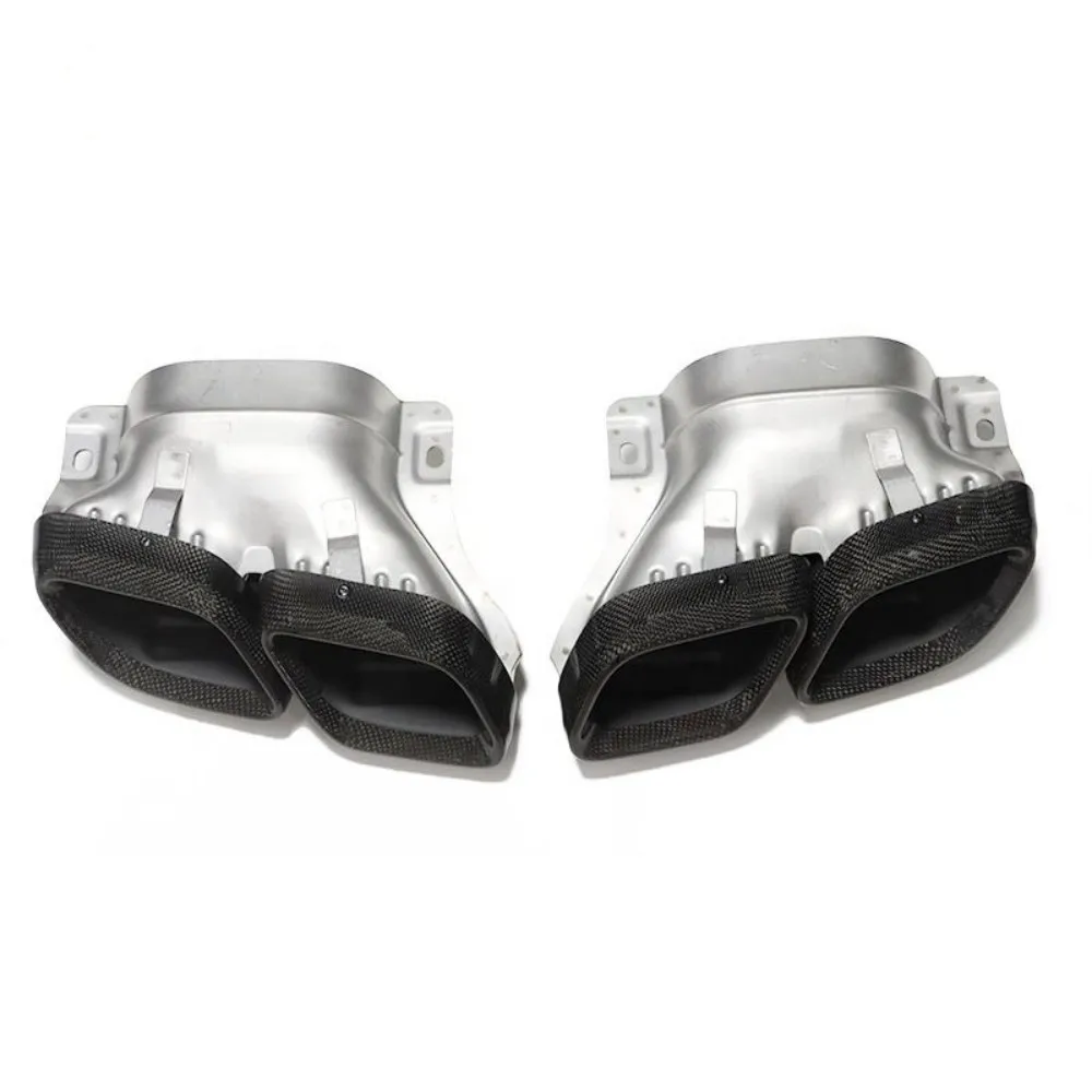 1 Pair Carbon Fiber Exhaust Pipes For Mercedes-Benz 19  W205 Eexhaust System CLASS Sports Upgrade C63 AMG