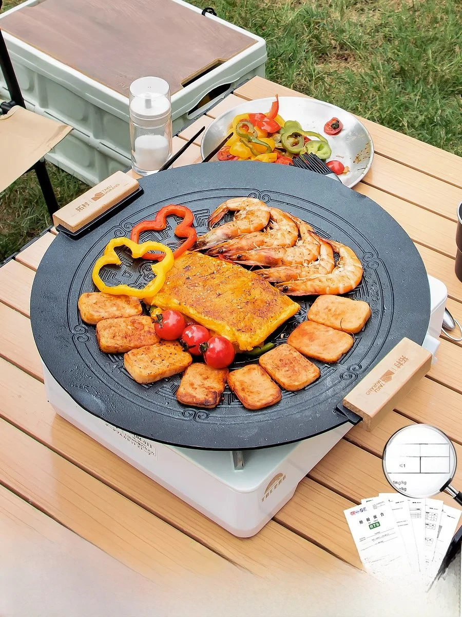 Parrilla Portátil de Inducción para Barbacoa, Plancha de Piedra para Cocinar al Aire Libre, Plato de Hierro para Barbacoa, Material Metálico de China