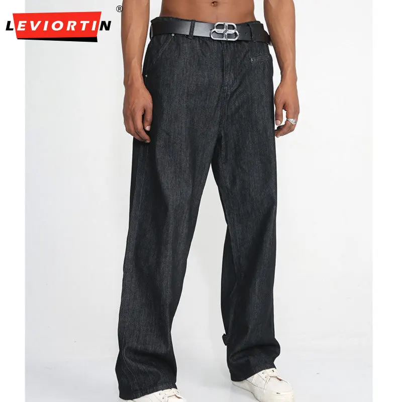 2025 Men's Four Seasons Korean style basic versatile style straight tube solid color loose casual simple washed denim jeans
