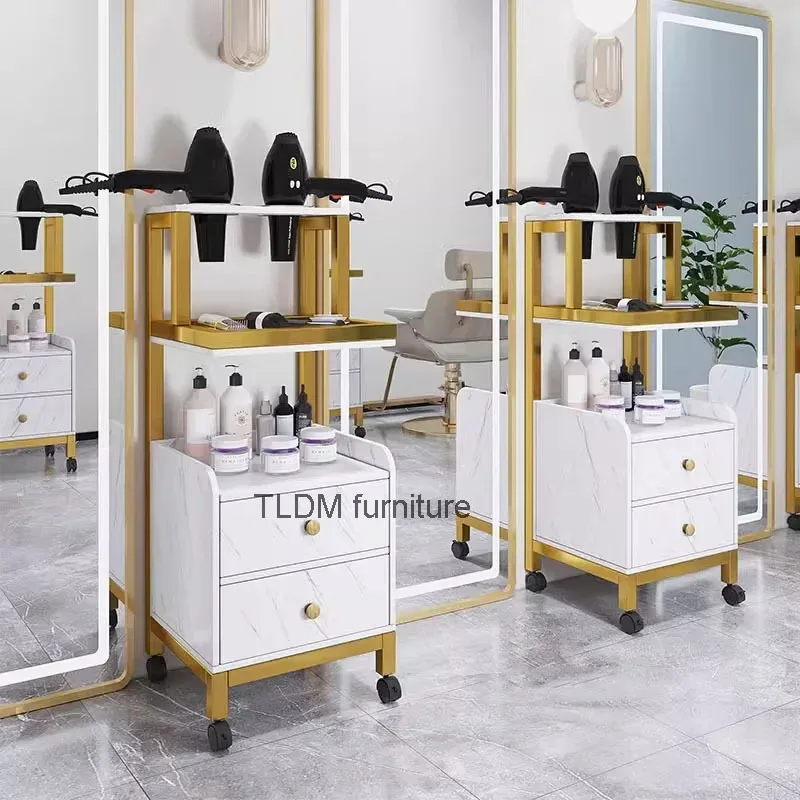 Luxury Salon Trolleys Beauty Salon Hair Salon Tool Trolley Creative Salon Furniture Multi-layer Storage Rack with Wheels