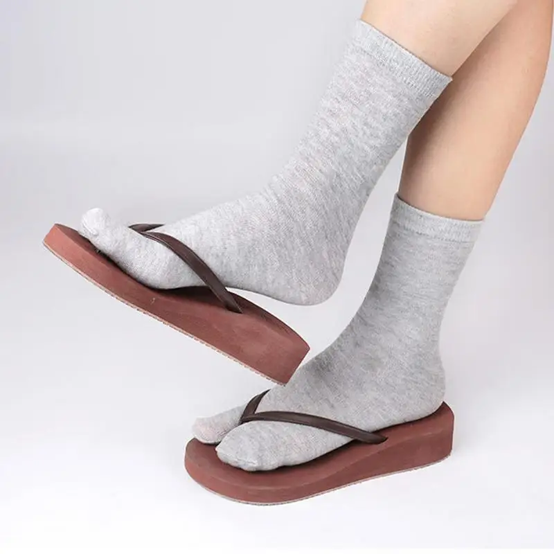 Comfortable Japanese Men And Women Summer Fiber Two Finger Socks Black Kimono Flip Flop Sandal Split White Tabi Toe Socks