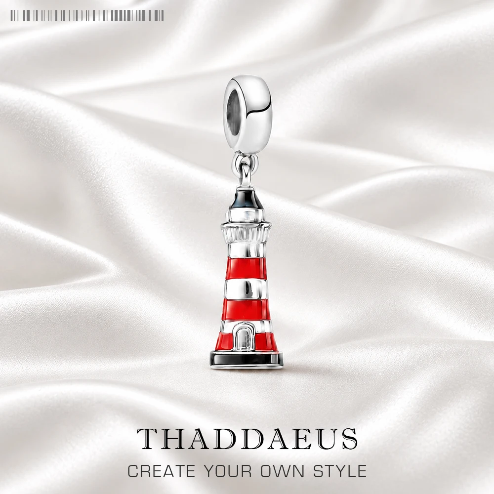 925 Sterling Silver Enamel Lighthouse Charms European Bead Gift DIY Accessories Jewelry