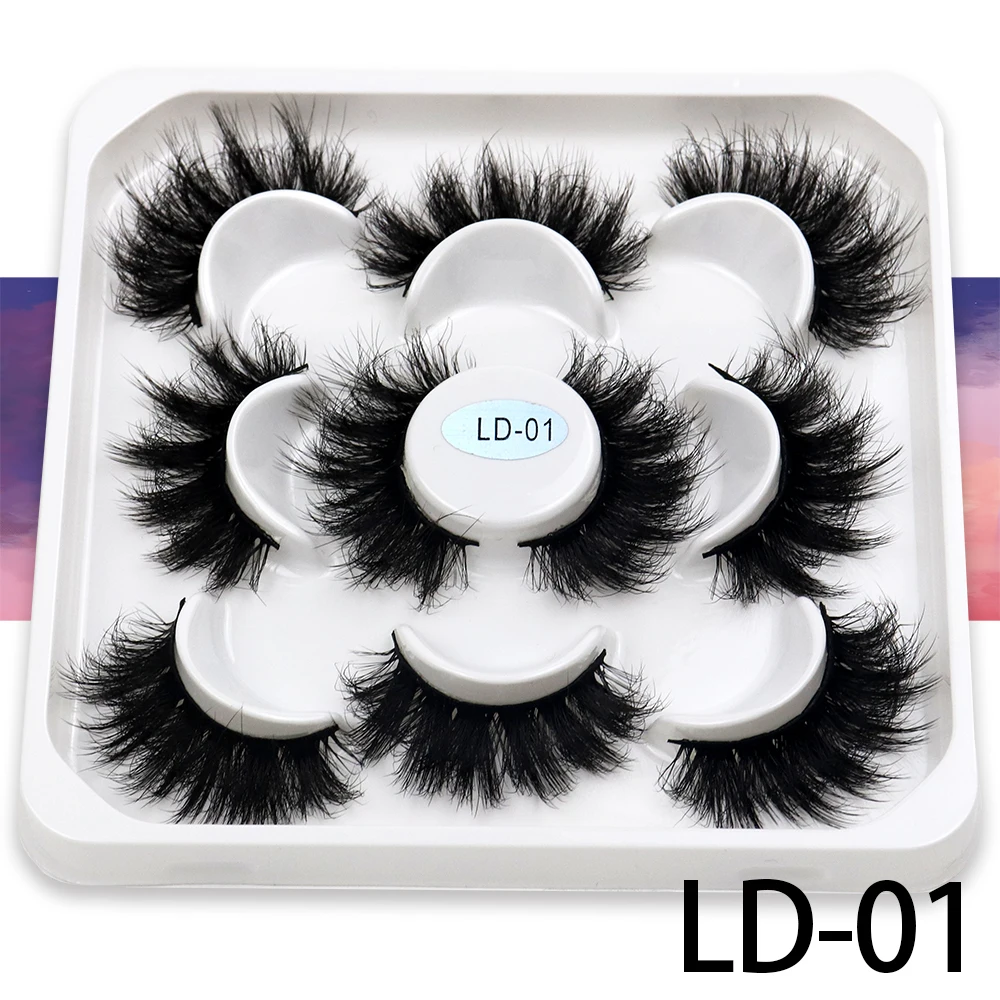 Korea 5 Paare 25mm Nerz Wimpern einzelne natürliche flauschige falsche Wimpern dichte Verlängerung Nerz Wimpern Großhandel Make-up Toole – Detail 17