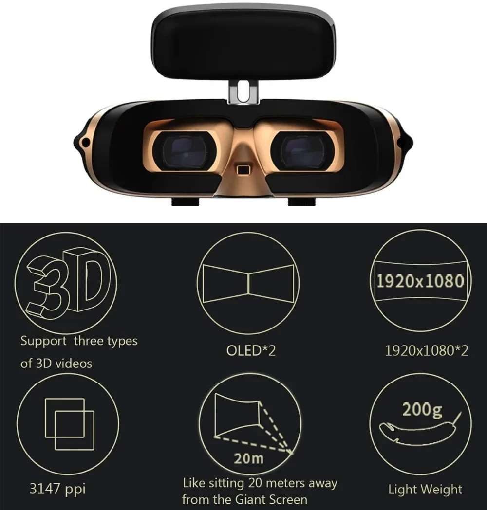 GOOVIS Pro VR Headset Private Mobile 3D Cinema FPV Goggles 4K Blu-ray Player Dual OLED Screens 4K VR Glasses