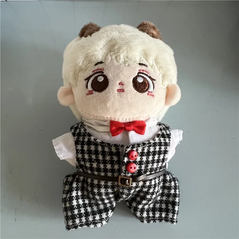 10cm Plush Doll Clothes Cute Beret Mini England Style Suit DIY 10cm Cartoon Stuffed Dolls Gentlemen's Plaid Clothes