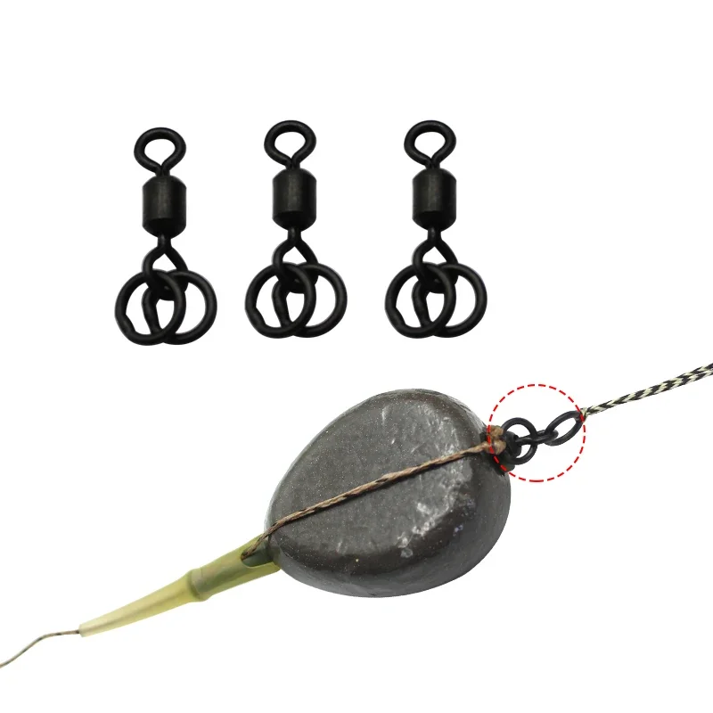 

Carp Fishing Accessories Double Ring Swivel Size 8 Matt Black Carp Ronnie Rig Quick Change Swivel For Carp Fishing Tackle