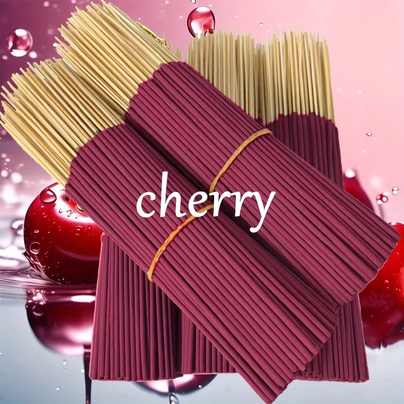 Cherry Scented Aromatherapy Sticks - 22.0cm Long Bamboo Incense Sticks, Long-Lasting Fragrance, Air Purification and Relaxation, 45-Minute Burning Time, Wood-Like Summer Scent, Suitable for Home, Camping, Garden, Pool,