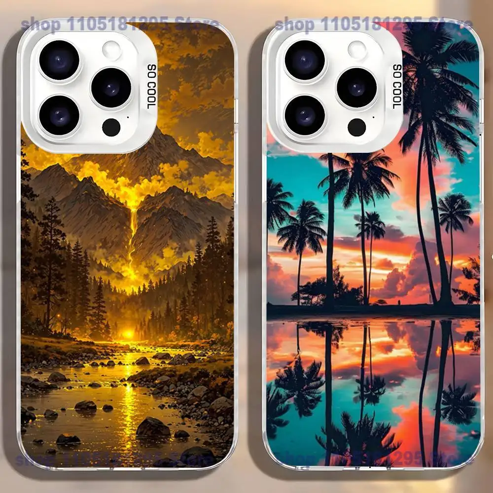 

Hot Sunset Silicone Phone Case For iPhone17,16,15,14,13,12,11,Mini,Pro,SE,MAX,plus,White Matte Shockproof Cover