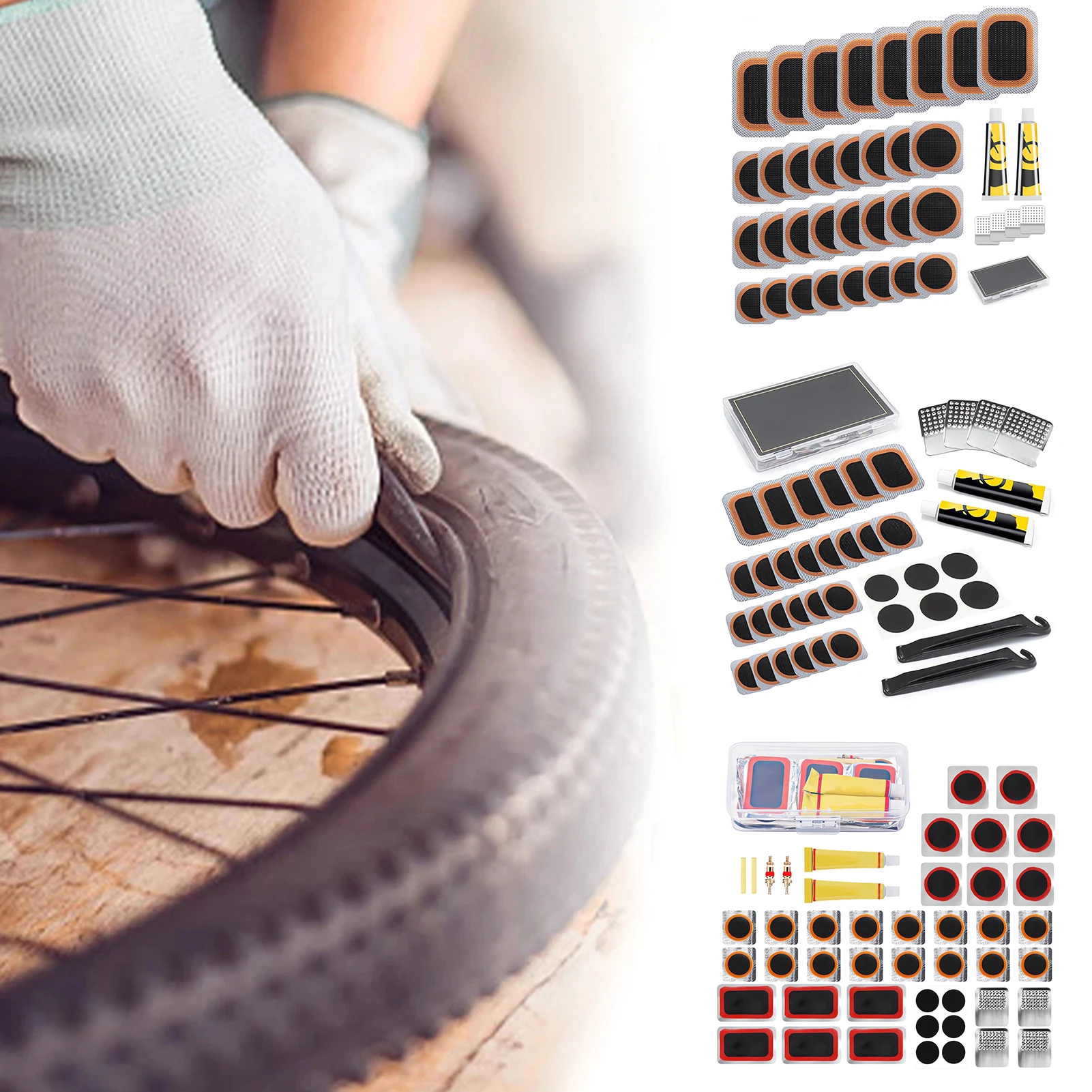 Bike Tire Repair Kit Simple to Operate Bicycle Inner Tube Puncture Patch Kit Suitable for Inflatable Rubber Tire Repair