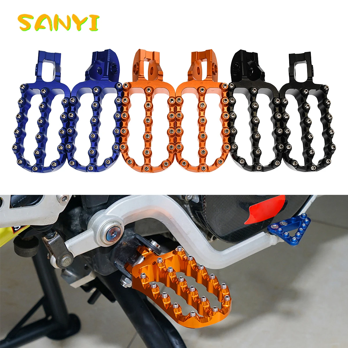 

Wider Platform Foot Pegs Footrest Footpegs For KTM EXC 250 300 EXC-F 350 450 XCW 500 Husqvarna TE 2017-2023 GasGas EC 2021-2023