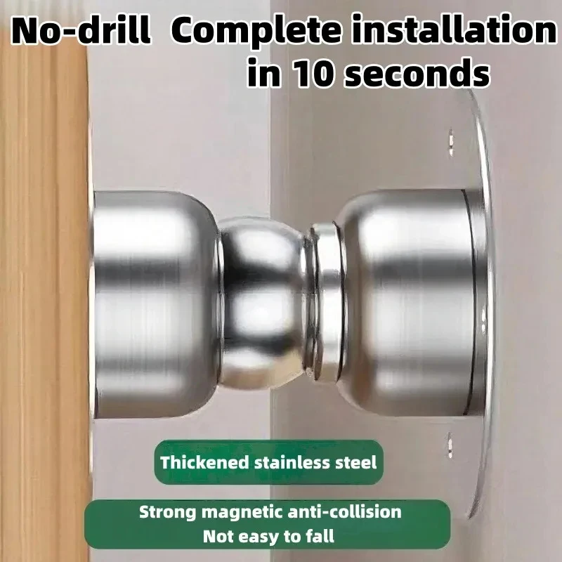

Magnetic Door Stopper, Silver Stainless Steel Noiseless Door Catch, Anti-Collision Hardware for Home Bedroom Bathroom