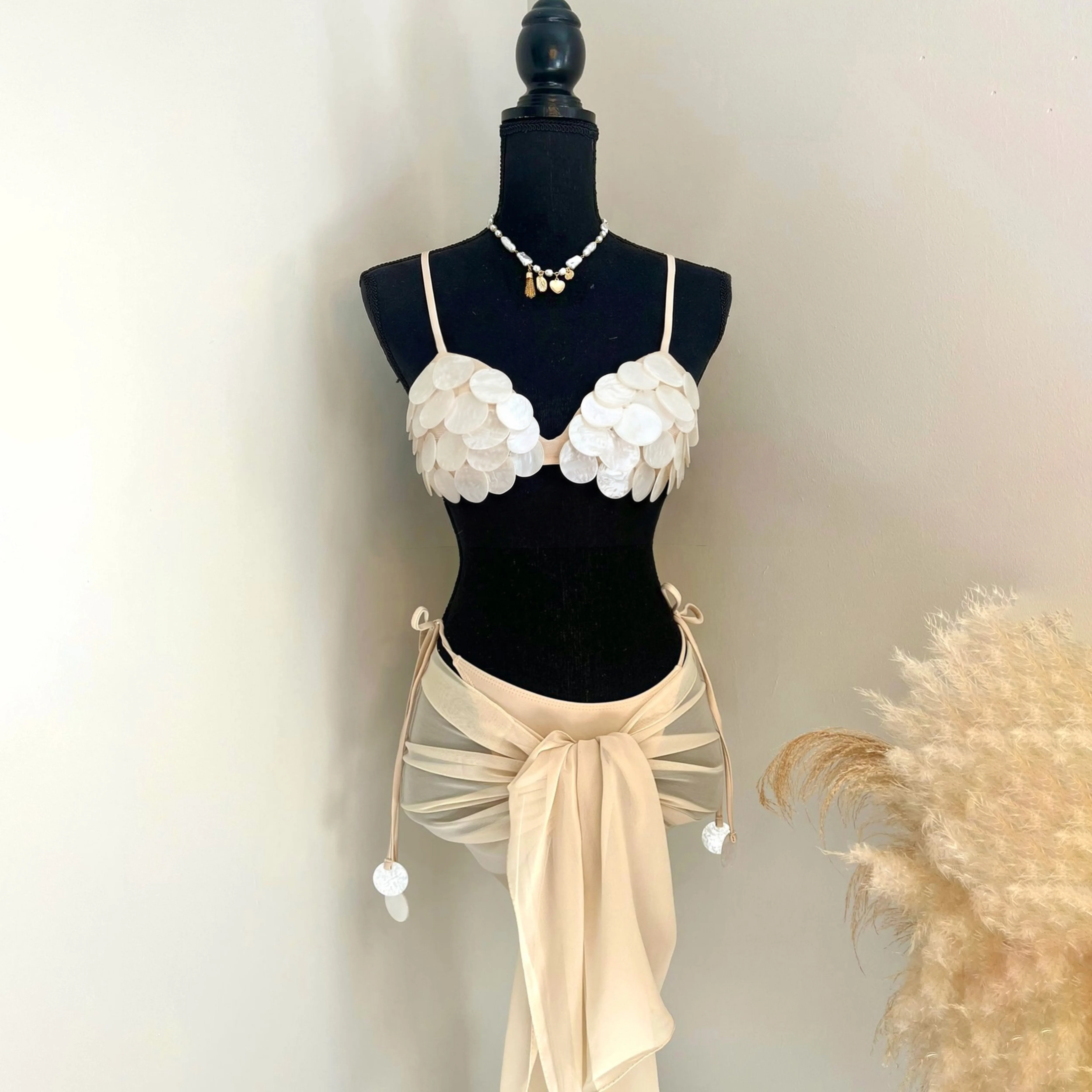 3 Pcs Shell Swimsuit Bikini with Skirt Swimwear Swimsuit Women Separates Push Up Swimwear Swimsuit Bathing Suit