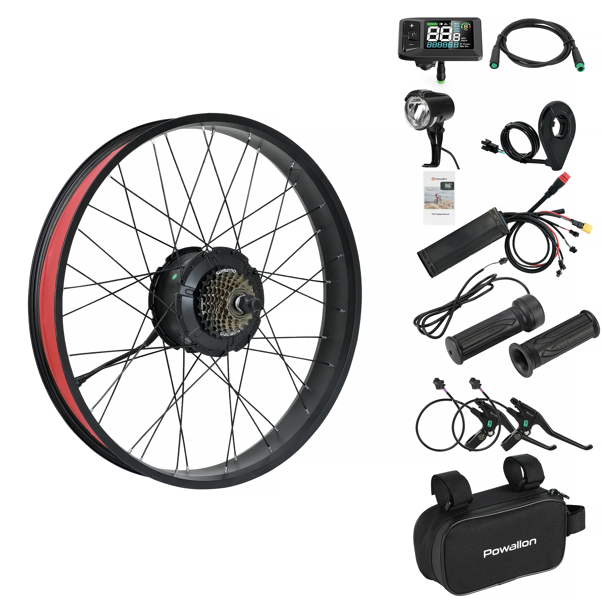 Powallon 52V 1000W Rear-wheel Hub Motor Kit, Optional OLD 175/190mm, 20*4.0 and 26*4.0