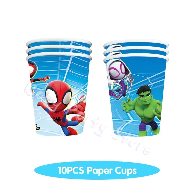 Spidey And His Amazing Friends Birthday Decorations Tableware Kit Plates Cups Backdrop Balloons borthday Party Supplies gifts view 6