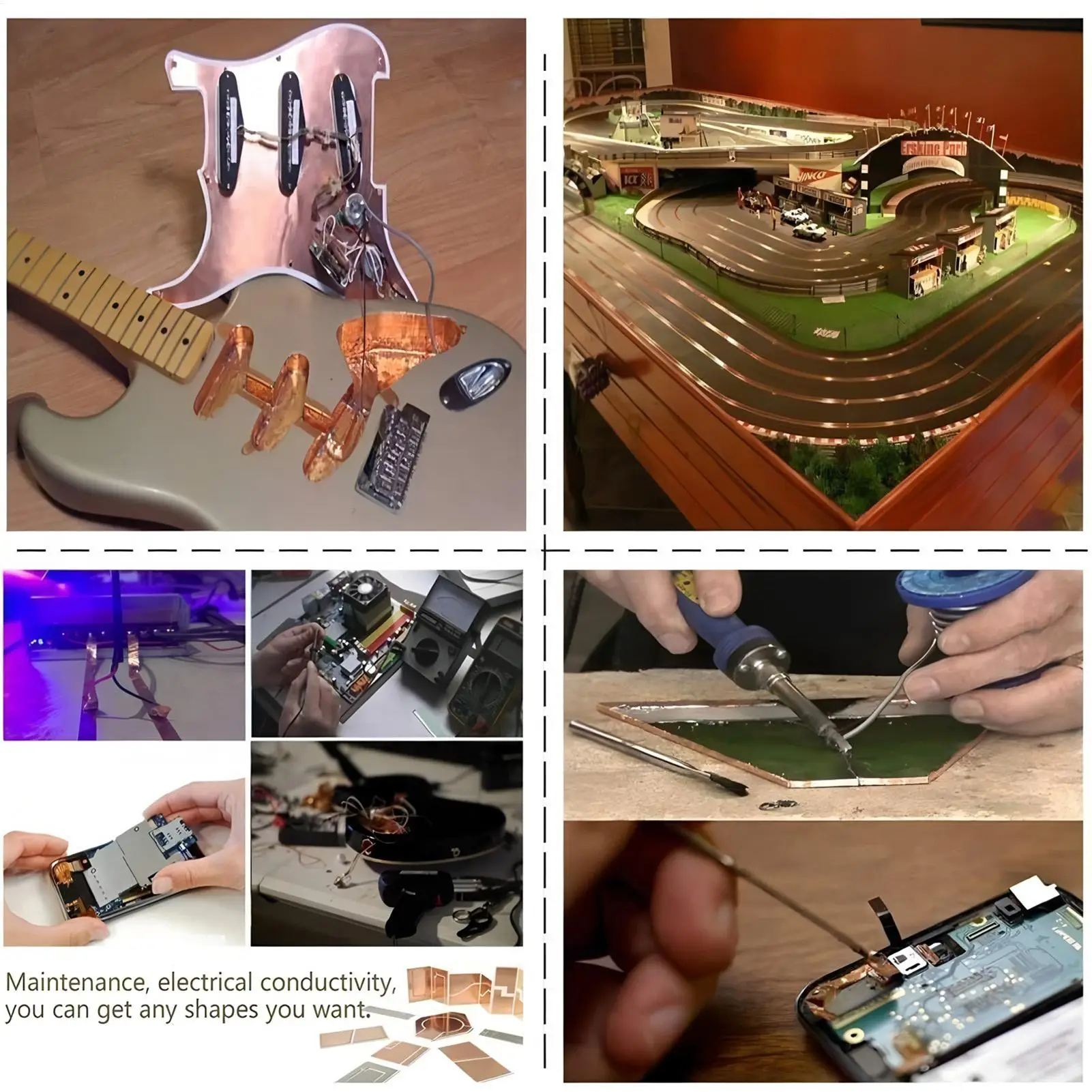 شريط حماية نحاسي للقيثارات يحجب شريط نحاسي لاصق موصل لحام كهربائي لحرف الجيتار