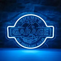 Custom Garage Neon Signs Garage Wall Art Decor Sign Personalized Birthday Gift for Dad Husband Man Cave Neon Workshop Car Sign