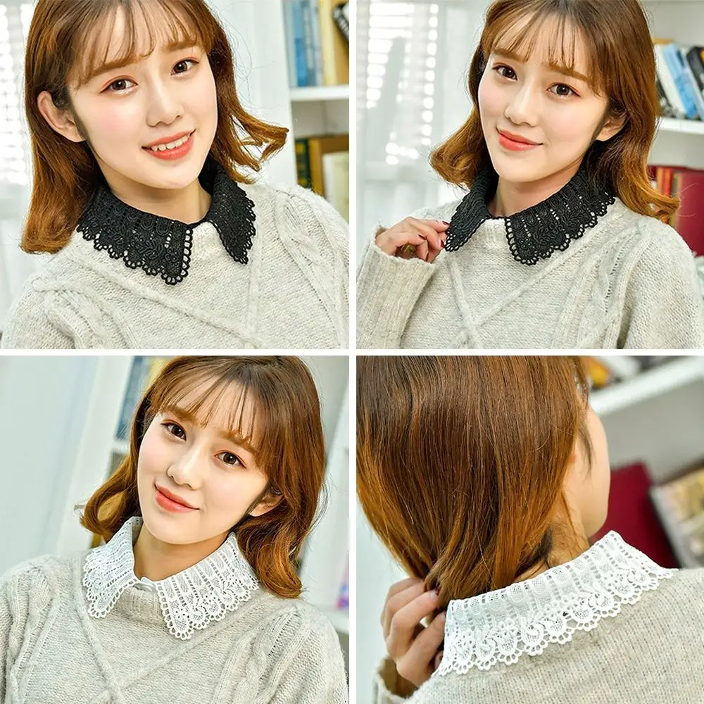 คอลูกไม้ที่ถอดออกได้ปลอม DIY ผ้าพันคอคอที่ถอดออกได้ปลอมสุภาพสตรี Cape ผู้หญิง