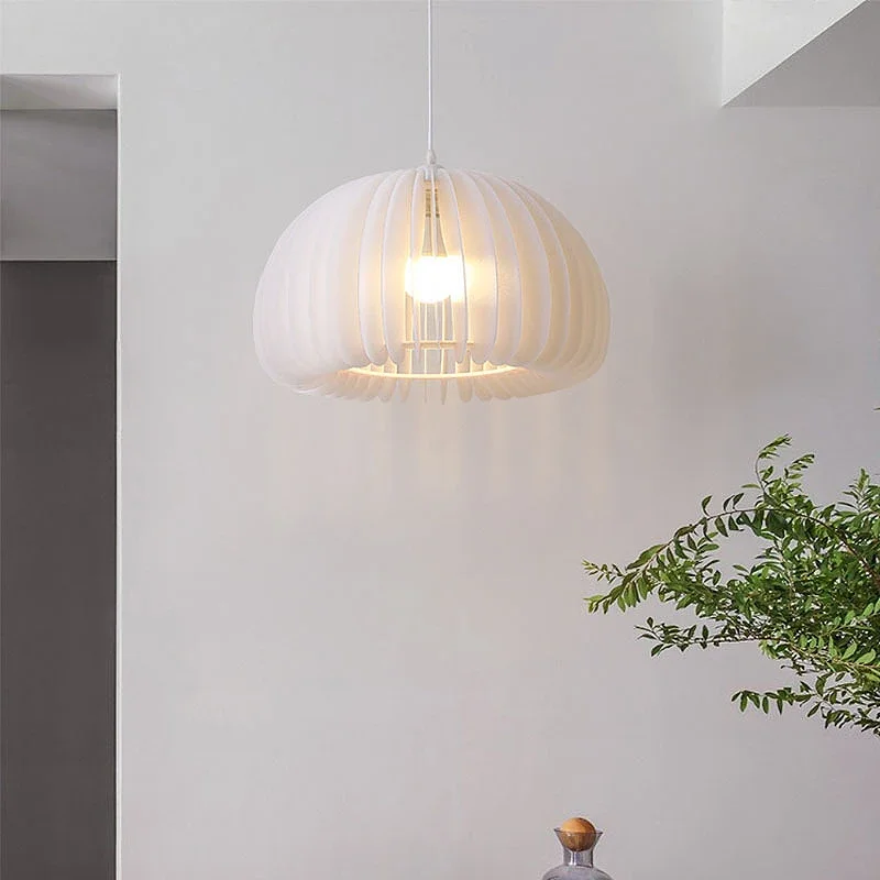 Lampes suspendues en bois au design moderne, Art de la citrouille, luminaire décoratif d'intérieur, idéal pour une chambre à coucher, une salle à manger ou un chevet, E27 Dia18-42cm