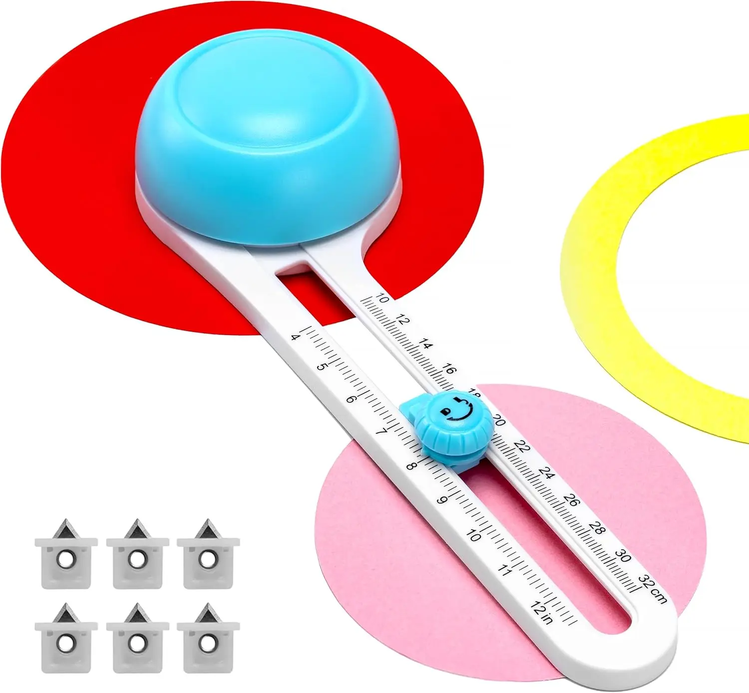 

Circle Cutter for Paper Crafts, Rotary Cutter with 6 Blades, Cuts Circles 4-12.6 Inch