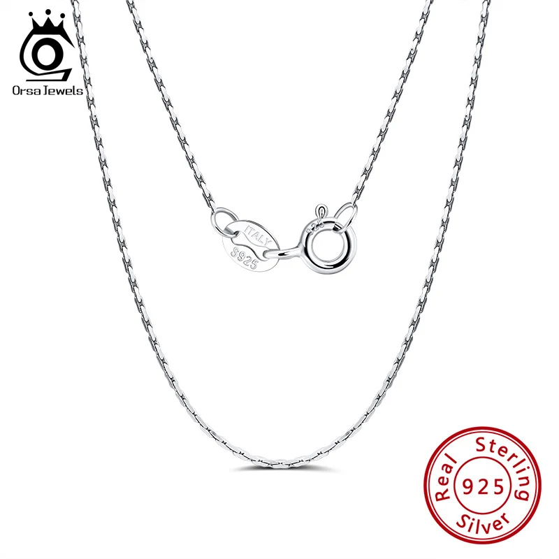 ORSA JEWELS 925 Pure Silver 0.6MM Bamboo Chain Necklace DIY Making Supplies Tube Chain 40-60cm Simple Fashion Charm Jewelry SC21