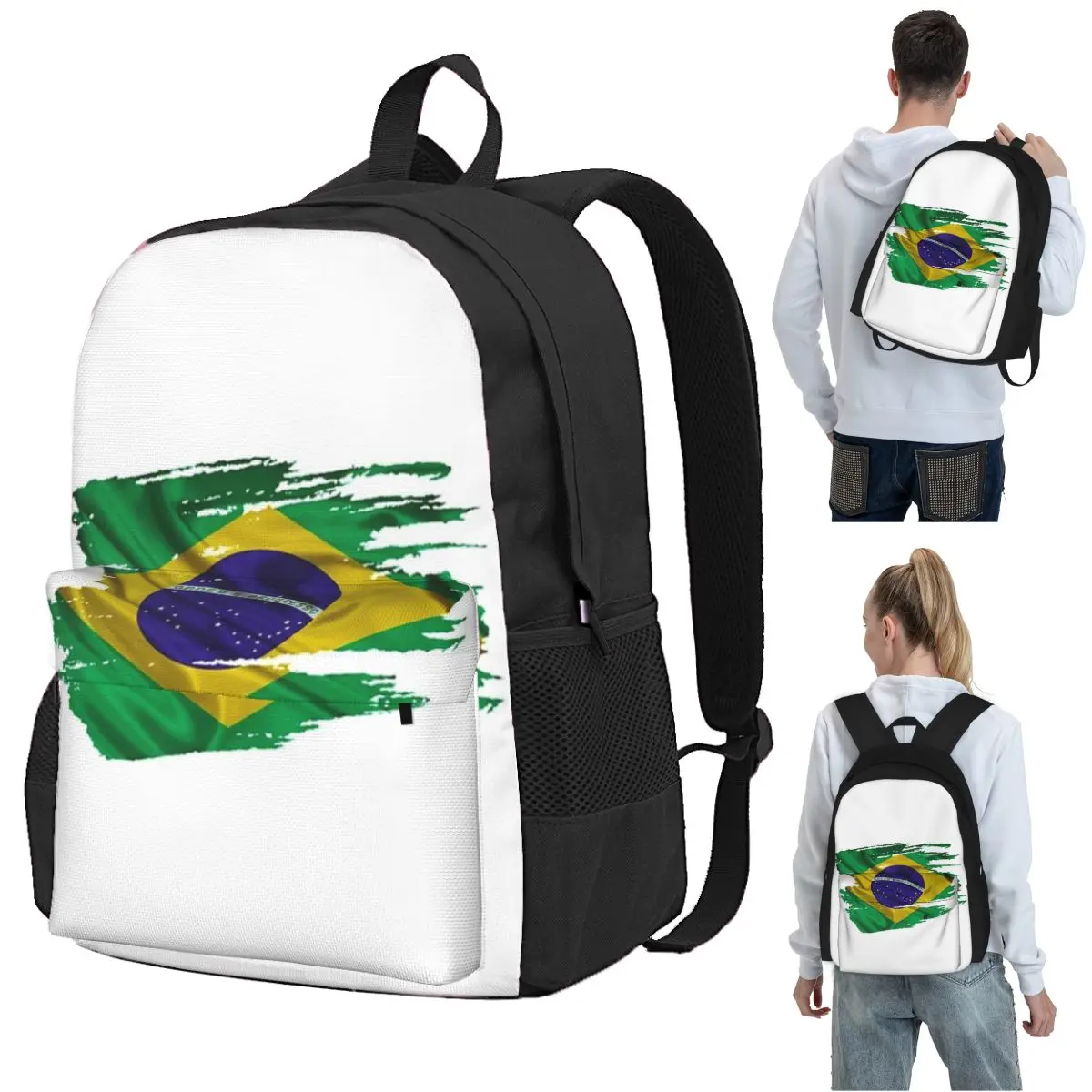 Brazil National FlagBackpack Student BookBag Kids School Bag Computer Shoulder Bags for Boys Girls