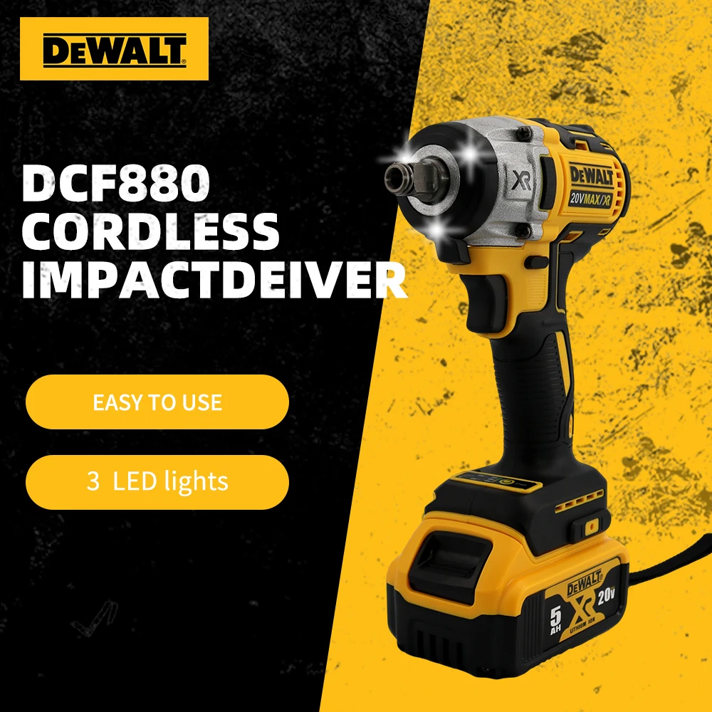 DEWALT DCF880 Impact Wrench 203N.m Brushless Cordless Electric Wrench 2300RPM High Torque Power Wrench Tools Fit For 20V Battery