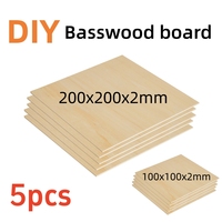 5pcs/lot 10/20cm Smooth Unfinished Wood Squares 2mm Thickness Blank Wooden Square Board for DIY Crafts Engraving and Carving