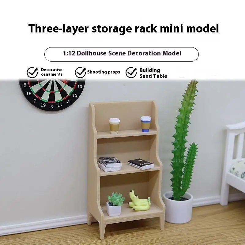 

1 Piece 1/12 Dollhouse Mini 3-layer Storage Shelf Model Simulation Furniture Decoration Micro Scene Construction Props