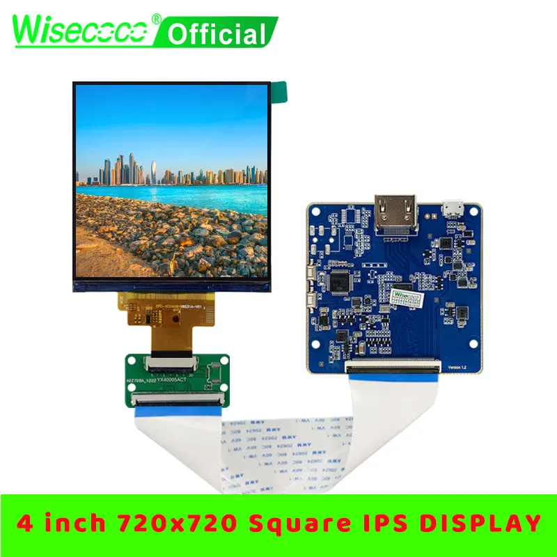 Wisecoco 4.1 Inch Square LCD IPS Display TFT Module 720x720 For Raspberry Pi Screen Game HMI Smart Home Panel 4 Inch MIPI 30pin