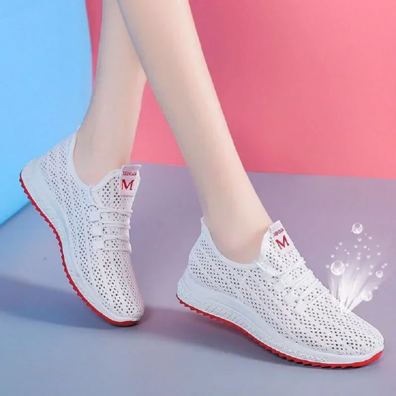 Sports Shoes Summer Women Breathable Sneaker Shoes Women Comfortable Mesh Lace-Up Flats Woman Casual Non-Slip Platform