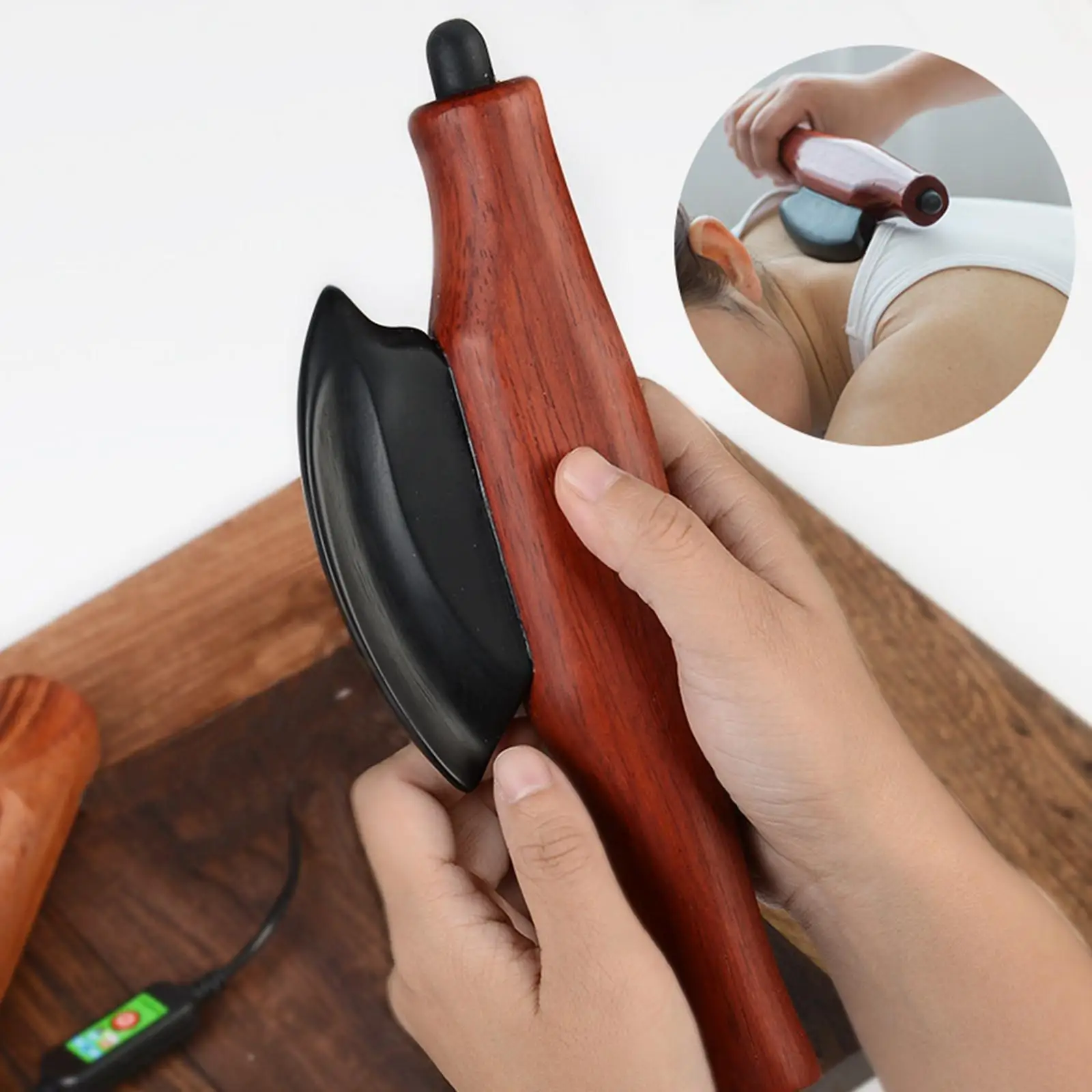 

Bianstone Scraping Massage Board Tool Smooth Wood Handle with Heat Gifts 5 Level Adjustable Muscle Scraper for Face Body