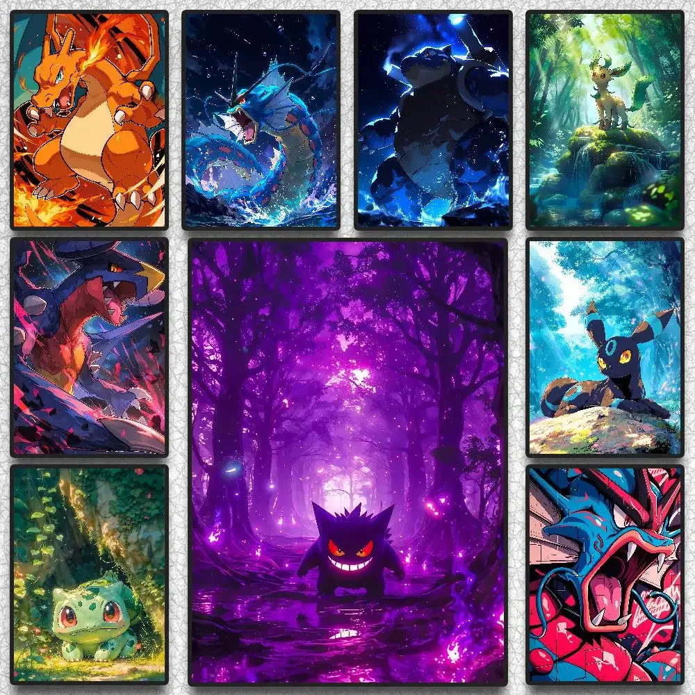 1PC  Pokemon Peripherals Eevee Vaporeon Jolteon Flareon Canvas Painting Poster