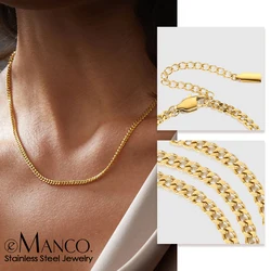 eManco Men's Cuban Chain Necklace Stainless Steel Upgraded Lobster Clasp Adjustable Short Accessories Wholesale
