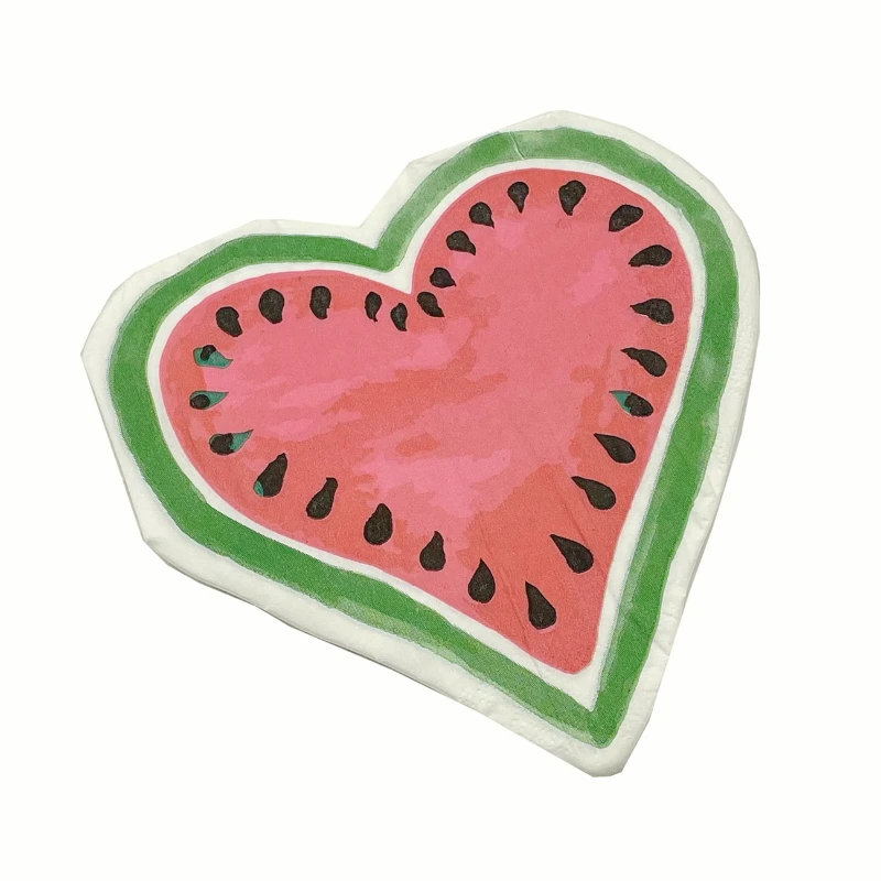 20pcs Fun Cartoon Shaped Watermelon Cutting Edge Colourful Printed Napkin Decorative Tissue Paper Party Folding Facial Tissues